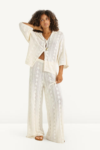 Marea Crochet Pant - Natural Marea Cotton Crochet