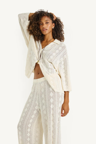 Marea Resort Shirt - Natural Marea Cotton Crochet