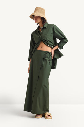 Willa Wrap Skirt - Forest Cotton Poplin