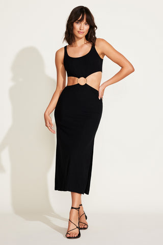 The Icon Cutout Dress - Black Organic Rib