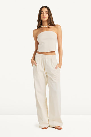 Daybreak Bandeau Top - Cream Cotton Rib