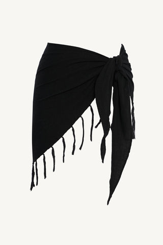 Sirena Sarong - Black Crinkle Linen