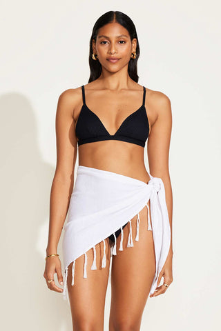 Sirena Sarong - White Crinkle Linen