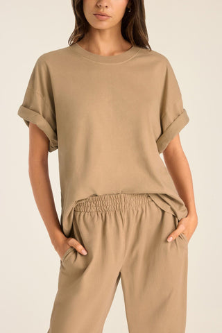Coast Oversized Boyfriend Tee - Latte Cotton Jersey