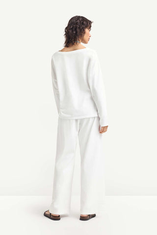 Coast Long Sleeve Crew Neck - White Cotton Jersey