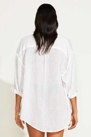 Playa Linen Boyfriend Shirt - White EcoLinen