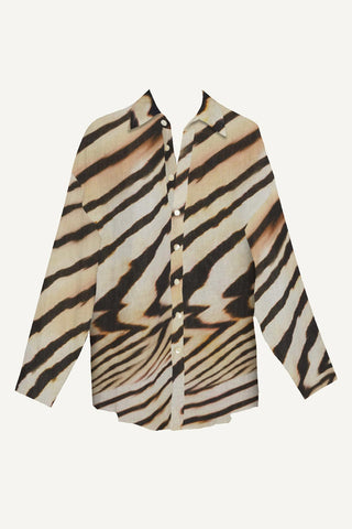 Playa Linen Boyfriend Shirt - Shell Stripe Linen