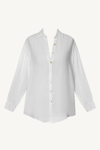 Playa Linen Boyfriend Shirt - White EcoLinen