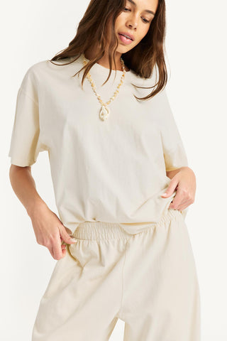 Coast Oversized Boyfriend Tee - Cream Cotton Jersey