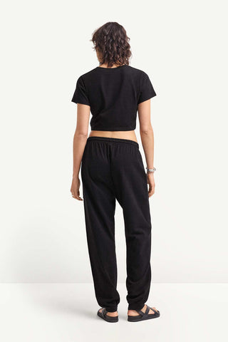 Coast Fitted Crop Shirt - Black Cotton Jersey