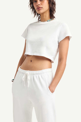 Coast Fitted Crop Shirt - White Cotton Jersey