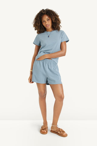 Coast Fitted Tee Shirt - Dusk Blue Cotton Jersey