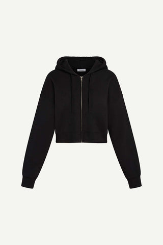 Dawn Crop Hoodie - Black French Terry