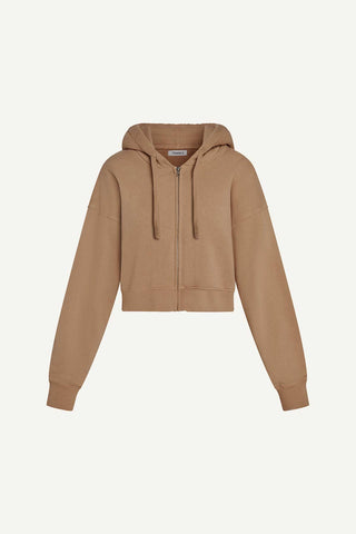 Dawn Crop Hoodie - Latte French Terry