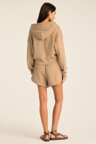 Dawn Crop Hoodie - Latte French Terry