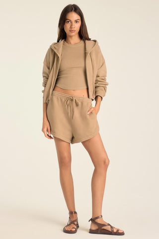 Dawn Crop Hoodie - Latte French Terry