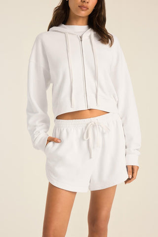 Dawn Crop Hoodie - White French Terry