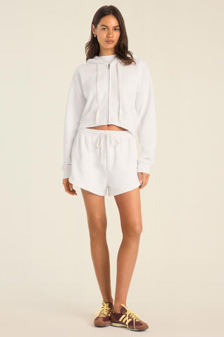 Dawn Crop Hoodie - White French Terry
