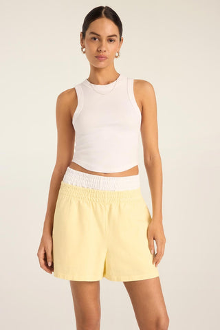 Daybreak Essential Crop Tank - White Cotton Rib