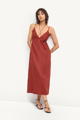 Zella Dress - Deep Madder EcoLinen