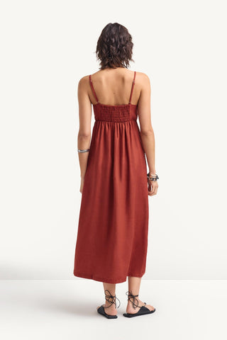 Zella Dress - Deep Madder EcoLinen