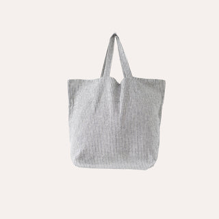 Linen Weekender Tote Bag - Black Stripe