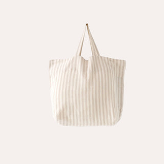 Linen Weekender Tote Bag - Natural Stripe