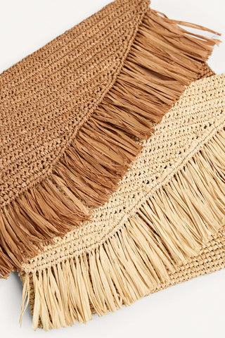 Paloma Clutch - Caramel Raffia