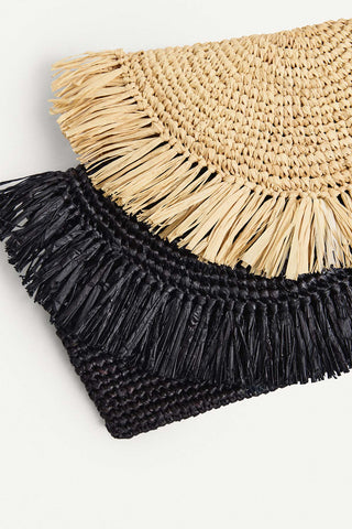 Palma Clutch - Black Raffia