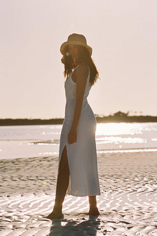 West Organic Rib Tank Dress - White Organic Rib