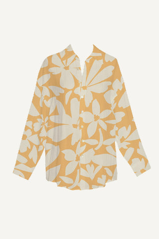 Playa Linen Boyfriend Shirt - Citrus Flower EcoLinen